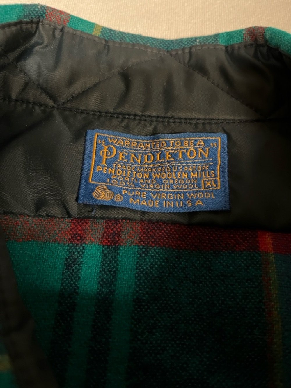 Vintage Pendleton Wool Plaid Button Front Shirt Green purple USA Men’s XL - Picture 3 of 10